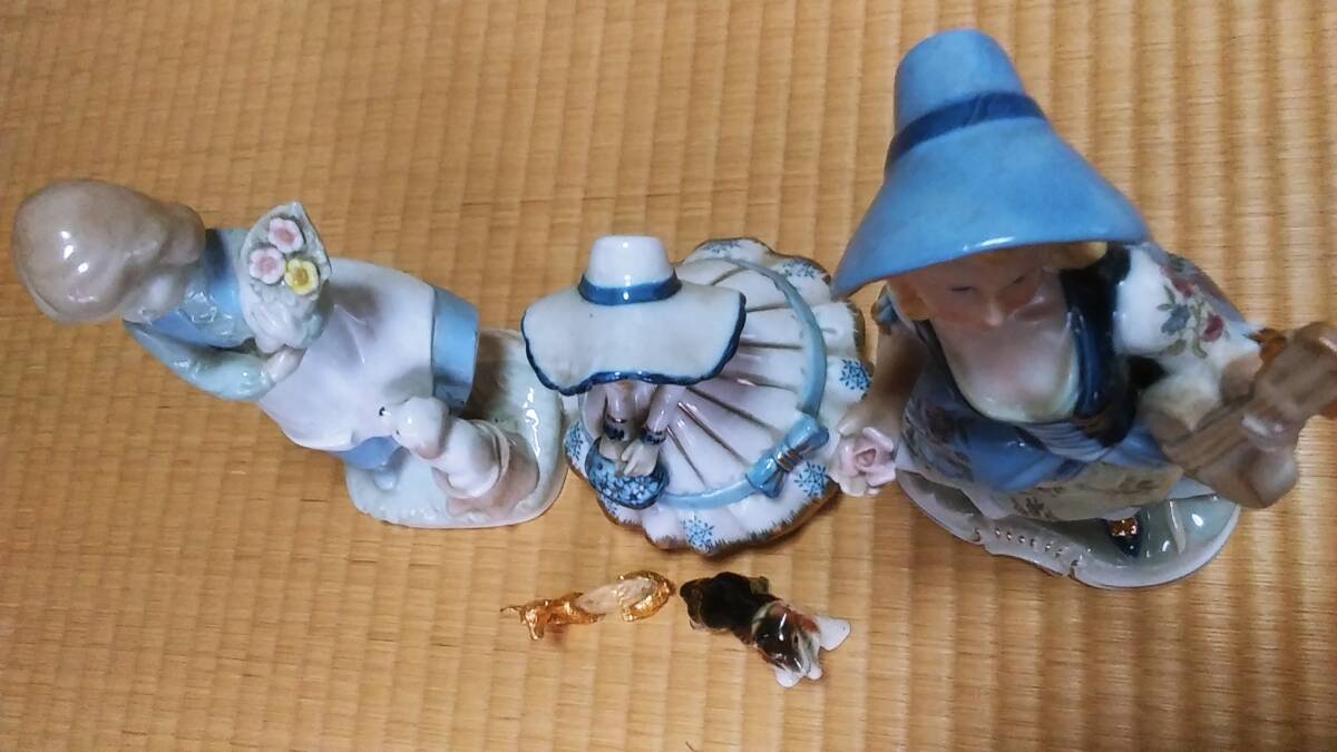 BELLWOOD 陶器人形 西洋女性3と バンビ&ワンちゃん　置物　オブジェ_画像10