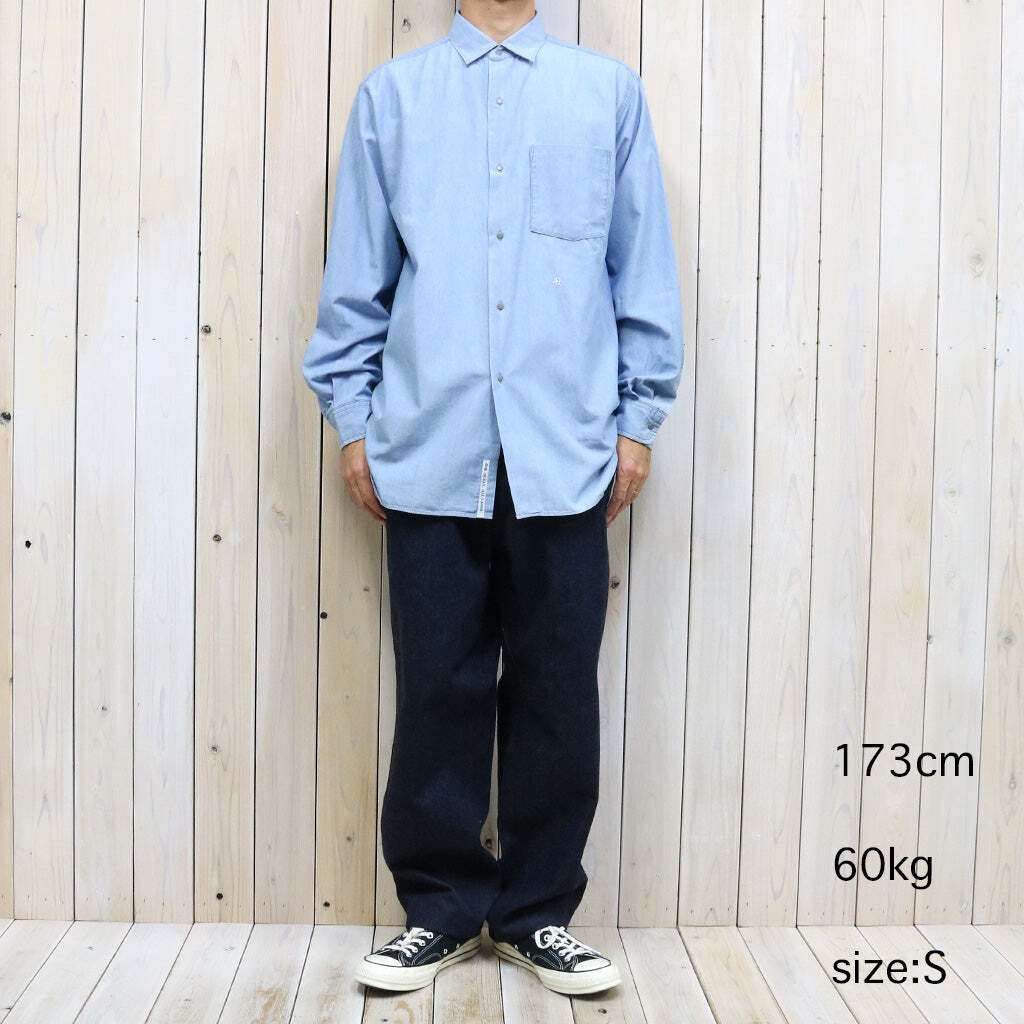 新品 定価27,500円 Size M NANAMICA Regular Collar Chambray Shirt 23AW 長袖シャツ ナナミカ SUGF359 INDIGO BLEACH 日本製 正規店購入_画像7