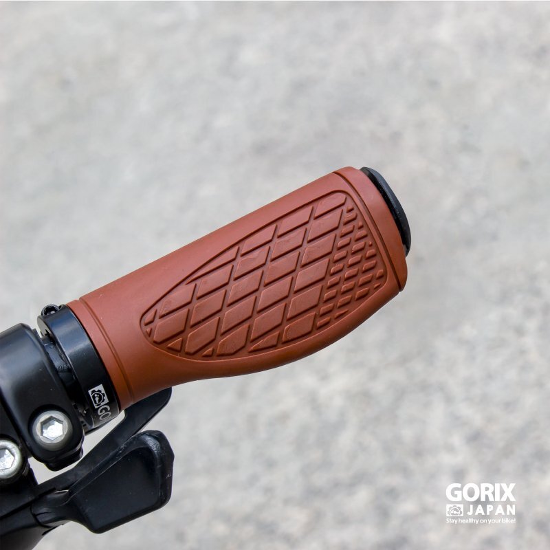 GORIX ゴリックス 自転車グリップ ショートグリップ(GX-AGOO 左右95mm) 手首の疲れ軽減 エルゴグリップ ブラウン