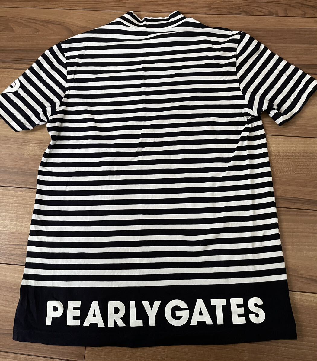 PARLY GATES パーリーゲイツ モックネック ハイネック 半袖 Tシャツ 6 ボーダー柄 正規品識別タグ付き_画像3