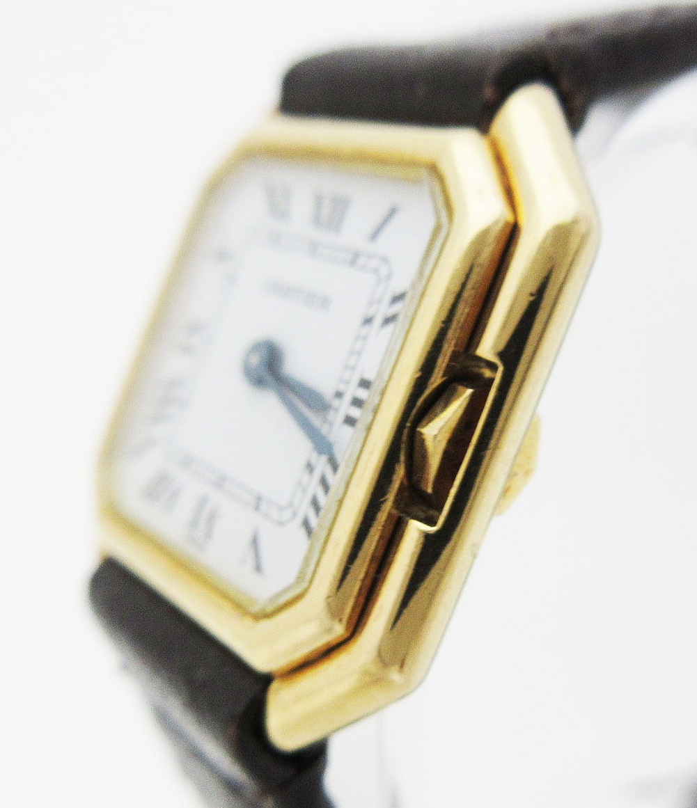 R03-050 カルティエ サンチュール レディース 腕時計 18KYG 金無垢 オクタゴンケース クオーツ CARTIER CEINTURE ホワイト文字盤 の画像2
