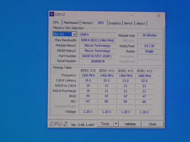 メモリ サーバーパソコン用 Micron DDR4-2933 (PC4-23400) ECC Registered 16GBx4枚 合計64GB 起動確認済です MTA18ASF2G72PZ-2G9E1TI _画像6