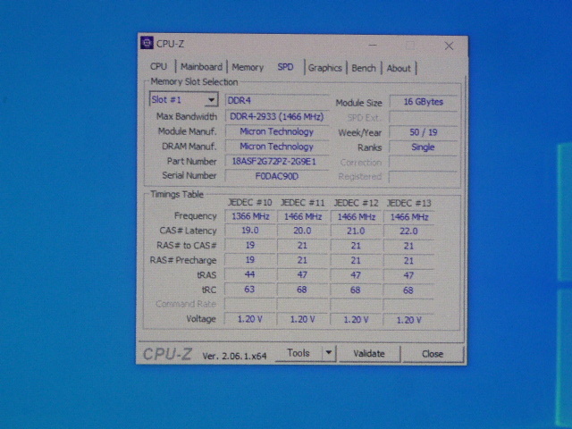 メモリ サーバーパソコン用 Micron DDR4-2933 (PC4-23400) ECC Registered 16GB 起動確認済です MTA18ASF2G72PZ-2G9E1UI_画像4