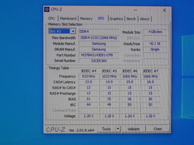 メモリ デスクトップパソコン用 Samsung DDR4-2133 PC4-17000 4GBx2枚 合計8GB 起動確認済みですの画像6