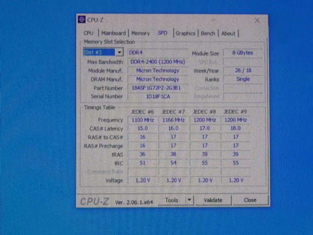 メモリ サーバーパソコン用 Micron DDR4-2400 (PC4-19200) ECC Registered 8GBx4枚 合計32GB 起動確認済です MTA18ASF1G72PZ-2G3B1QI②の画像7