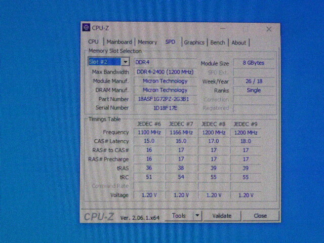 メモリ サーバーパソコン用 Micron DDR4-2400 (PC4-19200) ECC Registered 8GBx4枚 合計32GB 起動確認済です MTA18ASF1G72PZ-2G3B1QI③の画像6