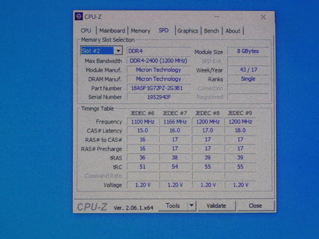 メモリ サーバーパソコン用 Micron DDR4-2400 (PC4-19200) ECC Registered 8GBx4枚 合計32GB 起動確認済です MTA18ASF1G72PZ-2G3B1IG②の画像6