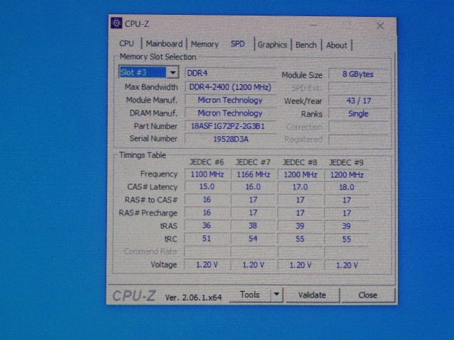メモリ サーバーパソコン用 Micron DDR4-2400 (PC4-19200) ECC Registered 8GBx4枚 合計32GB 起動確認済です MTA18ASF1G72PZ-2G3B1IG②の画像7