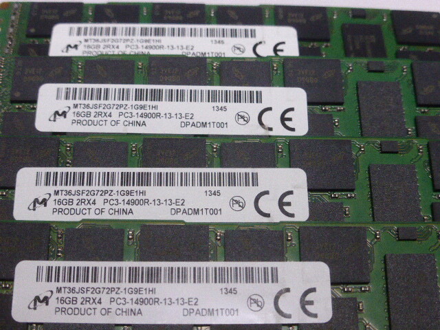 メモリ サーバーパソコン用 1.5V Micron PC3-14900R(DDR3-1866R) ECC Registered 16GBx4枚 合計64 GB 起動確認済みです⑤_画像2