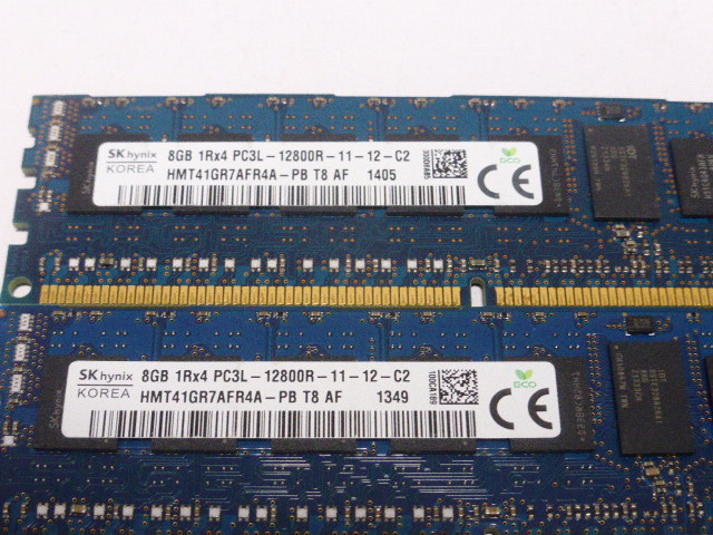 メモリ サーバーパソコン用 低電圧 1.35V SK hynix PC3L-12800R(DDR3L-1600R) ECC Registered 8GBx2枚 合計16GB 起動確認済みです の画像2