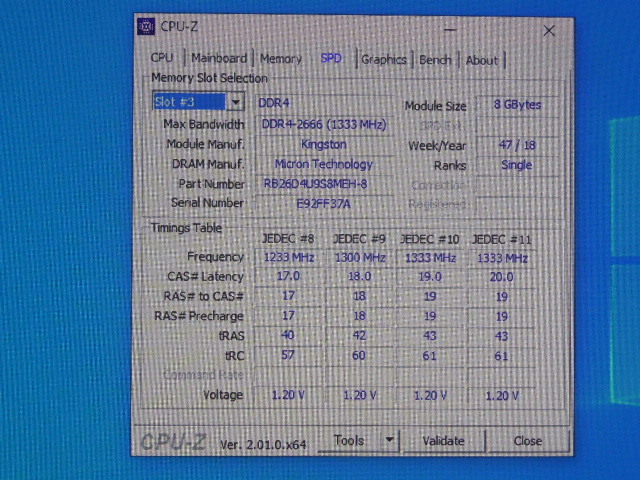 メモリ デスクトップパソコン用 Kingston Micronチップ DDR4-2666 PC4-21300 8GBx4枚 合計32GB 起動確認済みですの画像8