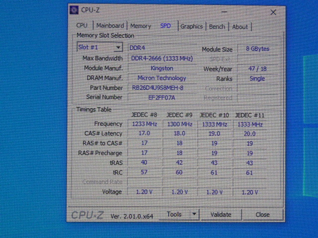 メモリ デスクトップパソコン用 Kingston Micronチップ DDR4-2666 PC4-21300 8GBx4枚 合計32GB 起動確認済みですの画像6