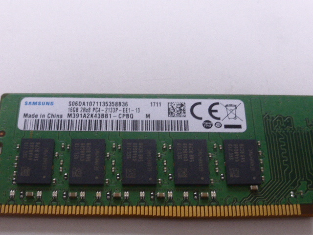 メモリ デスクトップパソコン用 Samsung DDR4-2133 PC4-17000 ECC Unbuffered 16GB 起動確認済です M391A2K43BB1-CPBQの画像2