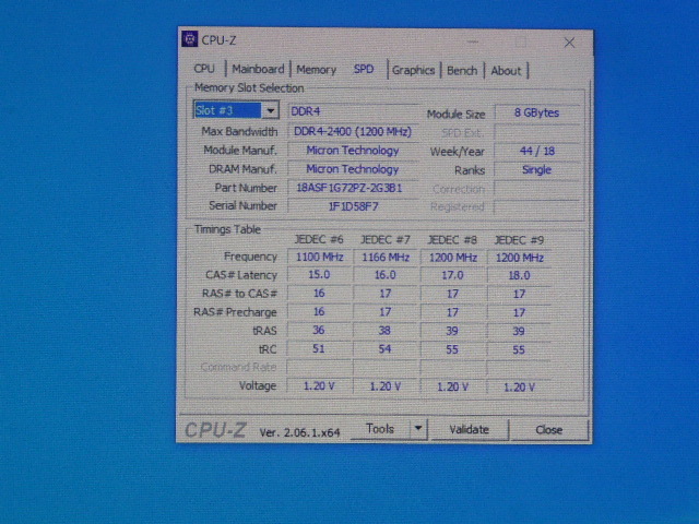 メモリ サーバーパソコン用 Micron DDR4-2400 (PC4-19200) ECC Registered 8GBx4枚 合計32GB 起動確認済です MTA18ASF1G72PZ-2G3B1RG_画像7