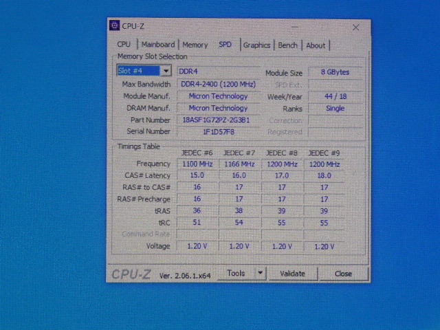 メモリ サーバーパソコン用 Micron DDR4-2400 (PC4-19200) ECC Registered 8GBx4枚 合計32GB 起動確認済です MTA18ASF1G72PZ-2G3B1RG_画像8