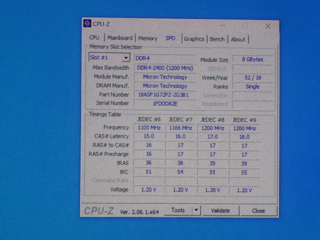 メモリ サーバーパソコン用 Micron DDR4-2400 (PC4-19200) ECC Registered 8GBx4枚 合計32GB 起動確認済です MTA18ASF1G72PZ-2G3B1RIの画像5