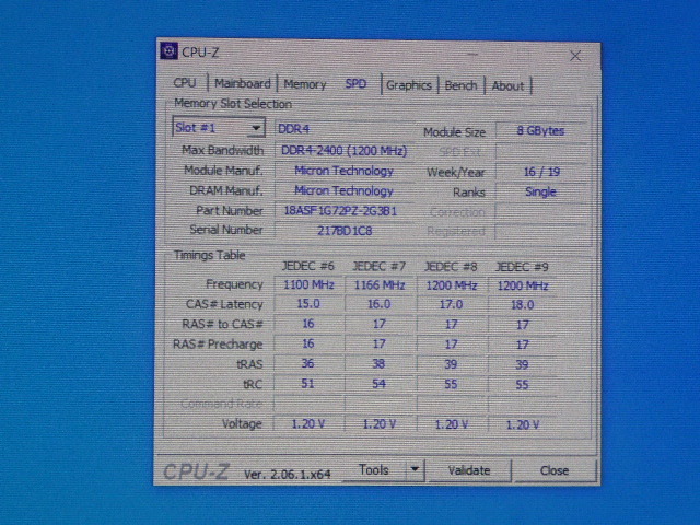 メモリ サーバーパソコン用 Micron DDR4-2400 (PC4-19200) ECC Registered 8GBx4枚 合計32GB 起動確認済です MTA18ASF1G72PZ-2G3B1QI①の画像5