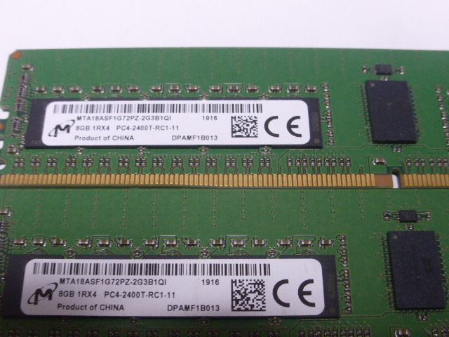 メモリ サーバーパソコン用 Micron DDR4-2400 (PC4-19200) ECC Registered 8GBx4枚 合計32GB 起動確認済です MTA18ASF1G72PZ-2G3B1QI②の画像2
