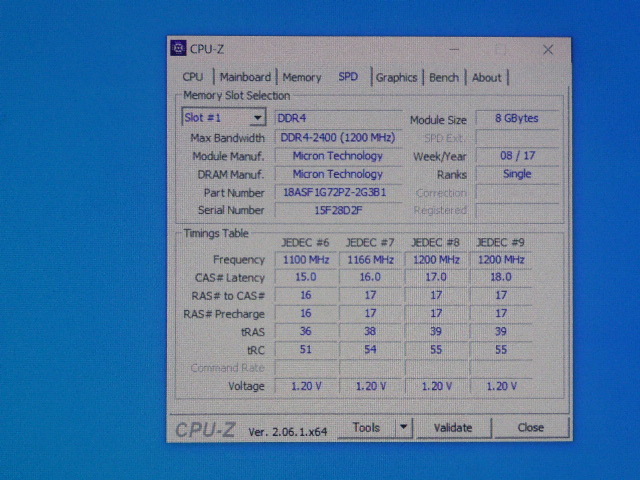 メモリ サーバーパソコン用 Micron DDR4-2400 (PC4-19200) ECC Registered 8GBx4枚 合計32GB 起動確認済です MTA18ASF1G72PZ-2G3B1IKの画像6