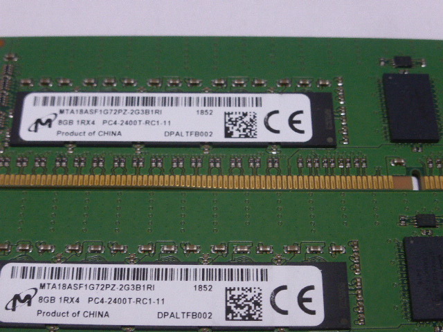 メモリ サーバーパソコン用 Micron DDR4-2400 (PC4-19200) ECC Registered 8GBx4枚 合計32GB 起動確認済です MTA18ASF1G72PZ の画像2