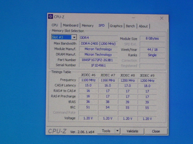 メモリ サーバーパソコン用 Micron DDR4-2400 (PC4-19200) ECC Registered 8GBx4枚 合計32GB 起動確認済です MTA18ASF1G72PZ の画像8