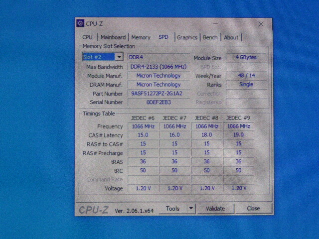メモリ サーバーパソコン用 Micron DDR4-2133 (PC4-17000) ECC Registered 4GBx4枚 合計16GB 起動確認済です MTA9ASF51272PZ-2G1A2IIの画像6