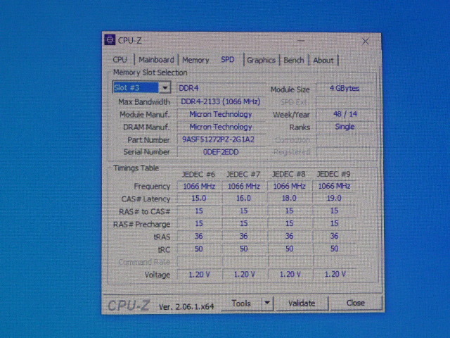 メモリ サーバーパソコン用 Micron DDR4-2133 (PC4-17000) ECC Registered 4GBx4枚 合計16GB 起動確認済です MTA9ASF51272PZ-2G1A2IIの画像7