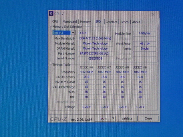 メモリ サーバーパソコン用 Micron DDR4-2133 (PC4-17000) ECC Registered 4GBx4枚 合計16GB 起動確認済です MTA9ASF51272PZの画像8