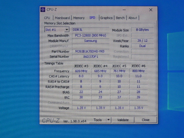 メモリ サーバーパソコン用 低電圧 1.35V Samsung PC3L-12800R(DDR3L-1600R) ECC Registered 8GBx4枚 合計32GB 起動確認済みです④_画像5