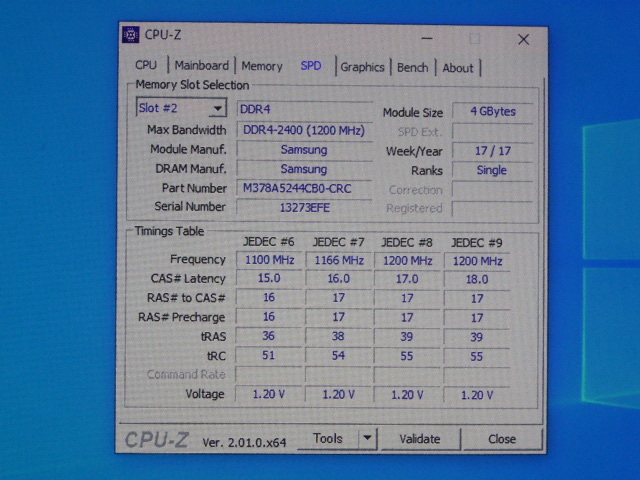 メモリ デスクトップパソコン用 Samsung DDR4-2400 PC4-19200 4GBx2枚 合計8GB 起動確認済みですの画像5