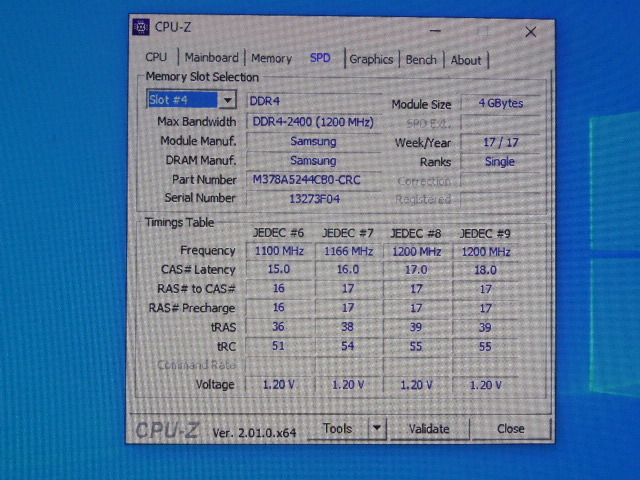 メモリ デスクトップパソコン用 Samsung DDR4-2400 PC4-19200 4GBx2枚 合計8GB 起動確認済みですの画像6