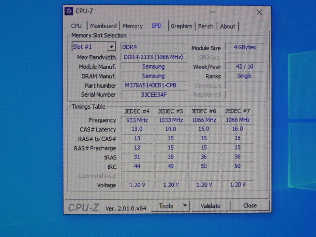 メモリ デスクトップパソコン用 Samsung DDR4-2133 PC4-17000 4GBx4枚 合計16GB 起動確認済みですの画像6