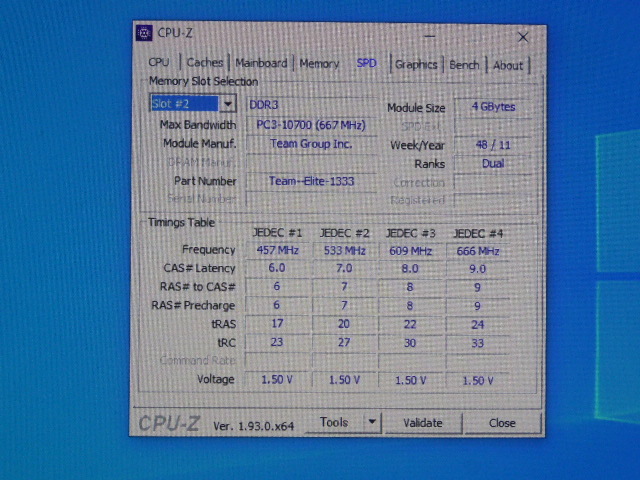 メモリ デスクトップパソコン用 CFDとTeam 1.5V DDR3-1333 PC3-10600 4GBx4枚 合計16GB 起動確認済みですが一応ジャンク品扱いですの画像7