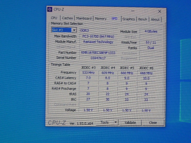 メモリ デスクトップパソコン用 RAMAXELとKingston 1.5V DDR3-1333 PC3-10600 4GBx4枚 合計16GB 起動確認済みですが一応ジャンク品扱いですの画像8