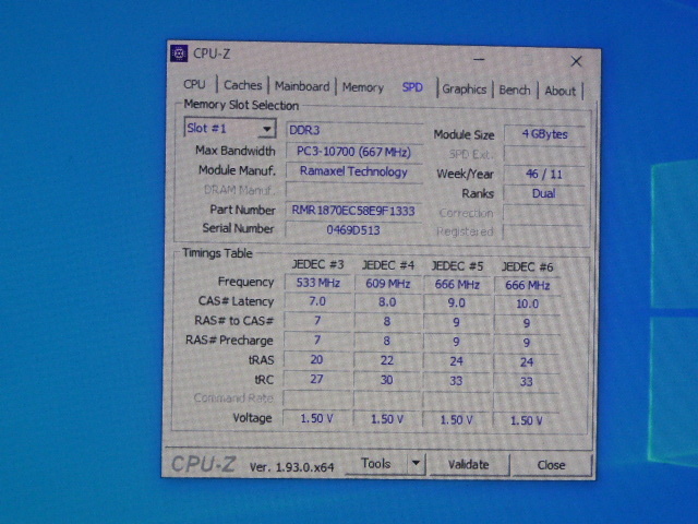 メモリ デスクトップパソコン用 RAMAXELとKingston 1.5V DDR3-1333 PC3-10600 4GBx4枚 合計16GB 起動確認済みですが一応ジャンク品扱いですの画像6