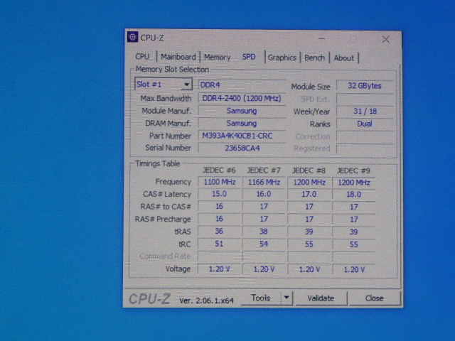 メモリ サーバーパソコン用 Samsung PC4-19200T(DDR4-2400T) ECC Registered 32GBx2枚合計64GB 起動確認済です M393A4K40CB1の画像5