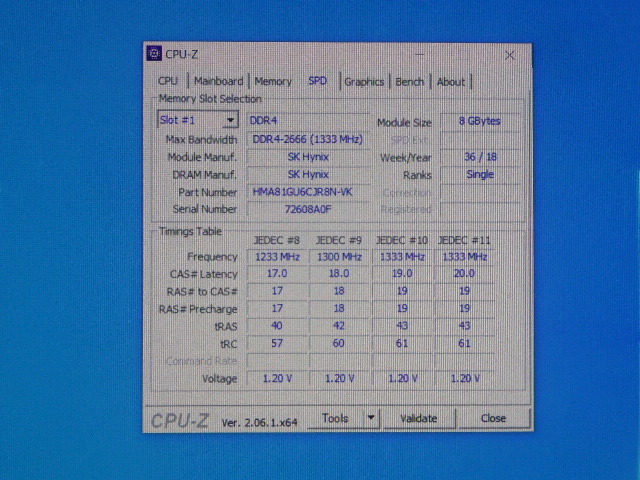メモリ デスクトップパソコン用 SK hynix DDR4-2666 PC4-21300 8GBx2枚 合計16GB 起動確認済みですの画像5