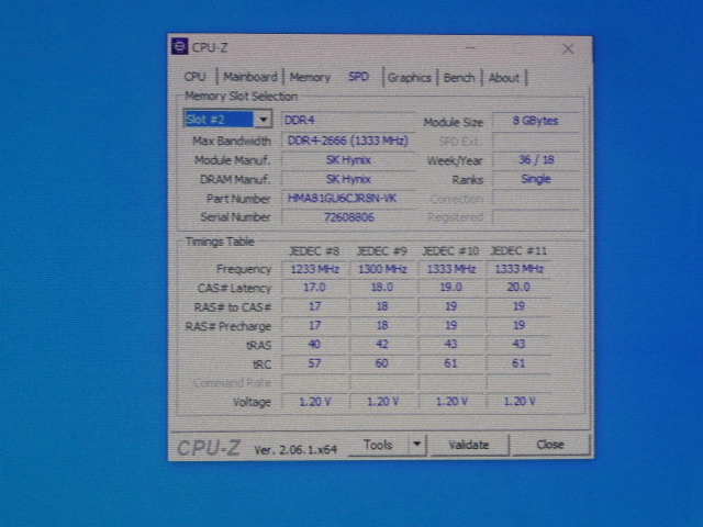 メモリ デスクトップパソコン用 SK hynix DDR4-2666 PC4-21300 8GBx2枚 合計16GB 起動確認済みですの画像6