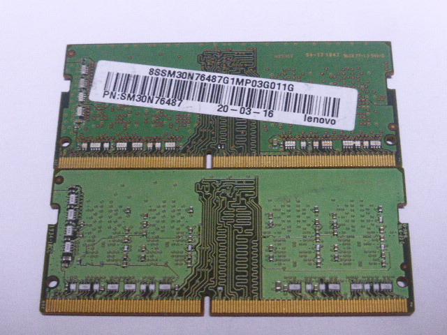 メモリ ノートパソコン用 1.20V SamsungとSK hynix DDR4-2666 PC4-21300 4GBx2枚 合計8GB 起動確認済みですが一応ジャンク品扱いですの画像2