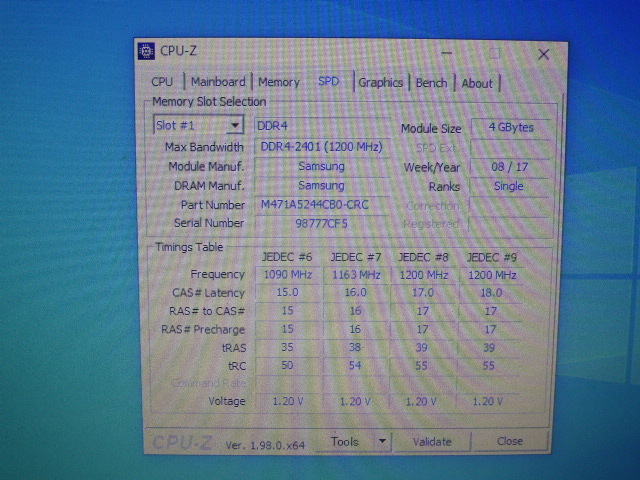 メモリ ノートパソコン用 1.20V Samsung DDR4-2400 PC4-19200 4GBx2枚 合計8GB 起動確認済みですが一応ジャンク品扱いですの画像4