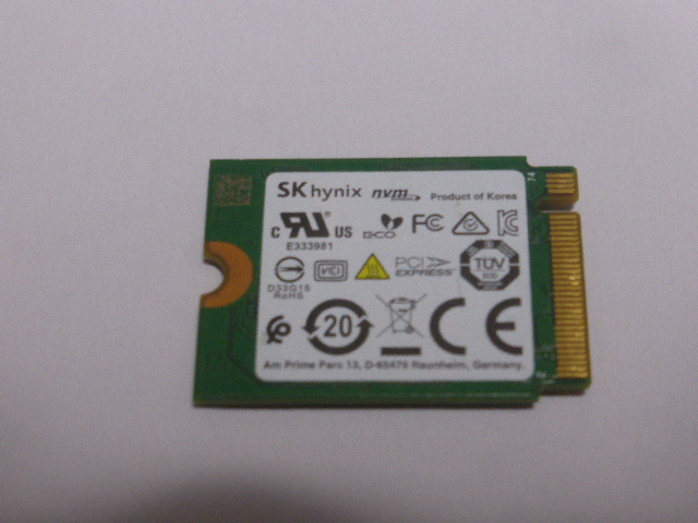 SK hynix SSD M.2 NVMe Type2230 Gen 3x4 256GB 電源投入回数1269回 使用時間1891時間 正常99%判定 BC511 中古品ですの画像1