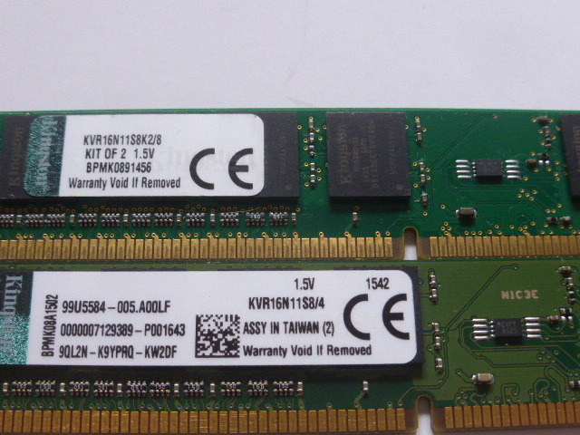 メモリ デスクトップパソコン用 Kingston 1.5V DDR3-1600 PC3-12800 4GBx2枚 合計8GB 起動確認済みですが一応ジャンク品扱いですの画像2