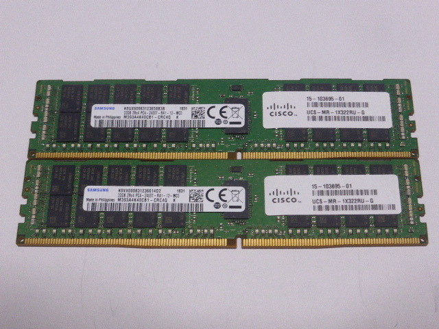 メモリ サーバーパソコン用 Samsung PC4-19200T(DDR4-2400T) ECC Registered 32GBx2枚合計64GB 起動確認済です M393A4K40CB1-CRC4Qの画像1