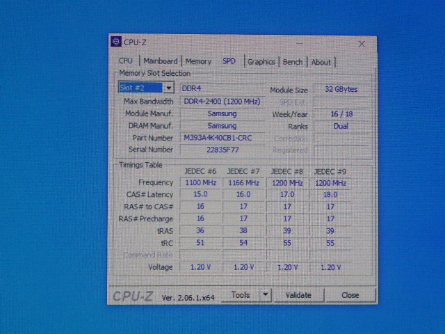 メモリ サーバーパソコン用 Samsung PC4-19200T(DDR4-2400T) ECC Registered 32GBx4枚合計128GB 起動確認済です M393A4K40CB1の画像7