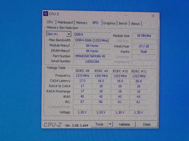 メモリ サーバーパソコン用 SK hynix DDR4-2666 (PC4-21300) ECC Registered 16GBx2枚 合計32GB 起動確認済です HMA82GR7AFR8N-TF_画像5