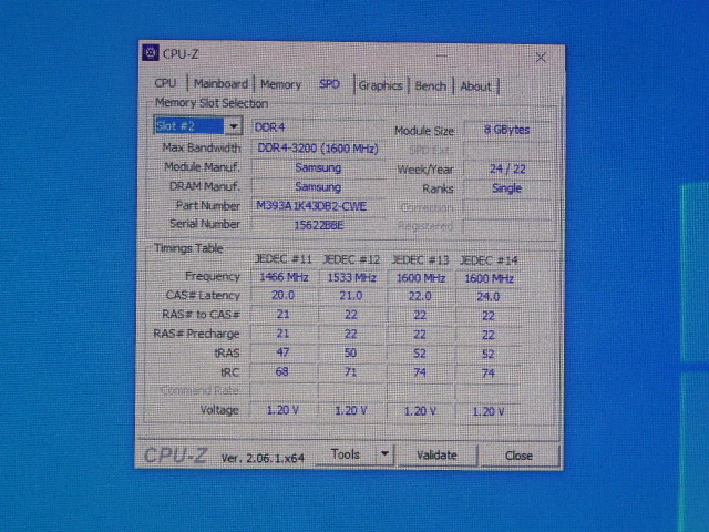 メモリ サーバーパソコン用 Samsung PC4-25600(DDR4-3200) ECC Registered 8GBx4枚合計32GB 起動確認済です M393A1K43DB2-CWEGY_画像6