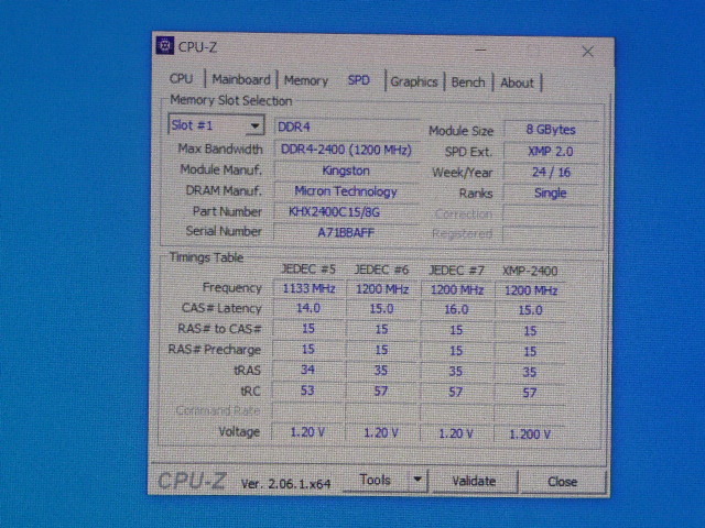 メモリ デスクトップパソコン用 Kingston DDR4-2400 PC4-19200 8GBx2枚 合計16GB 起動確認済みです HX424C15FB2/8_画像6