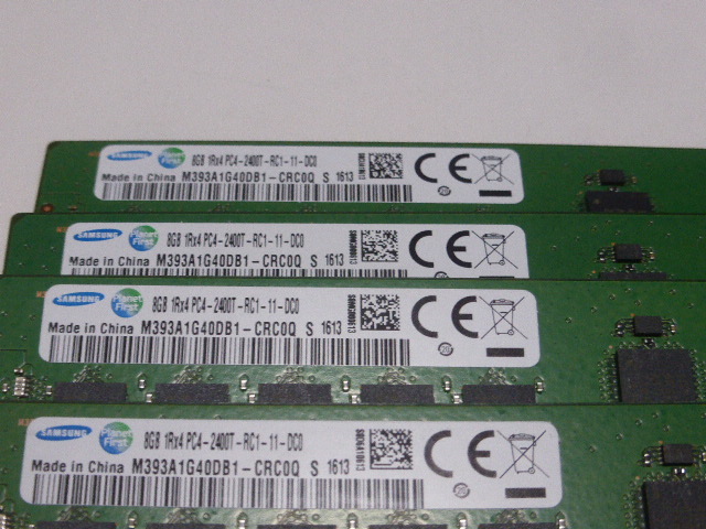 メモリ サーバーパソコン用 Samsung DDR4-2400 (PC4-19200) ECC Registered 8GBx4枚 合計32GB 起動確認済です M393A1G40DB1-CRC0Q①_画像2