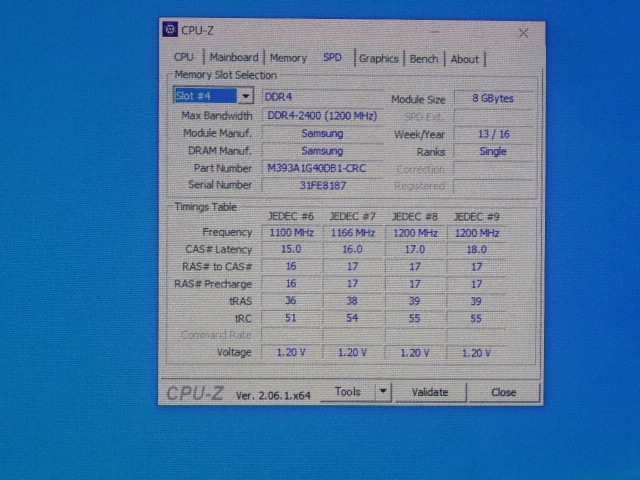 メモリ サーバーパソコン用 Samsung DDR4-2400 (PC4-19200) ECC Registered 8GBx4枚 合計32GB 起動確認済です M393A1G40DB1-CRC0Q①_画像8