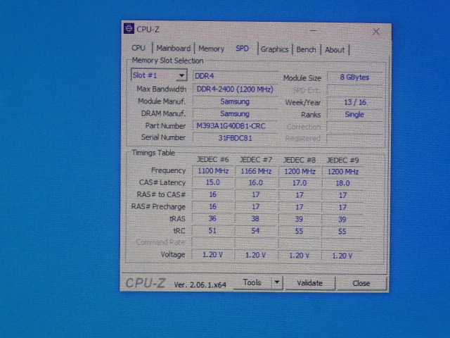 メモリ サーバーパソコン用 Samsung DDR4-2400 (PC4-19200) ECC Registered 8GBx4枚 合計32GB 起動確認済です M393A1G40DB1-CRC0Q①_画像5
